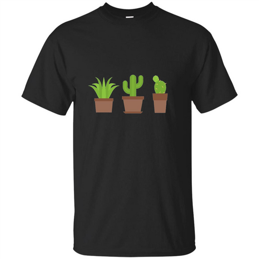 Cactus Plant Pot Succulent T-shirt Black