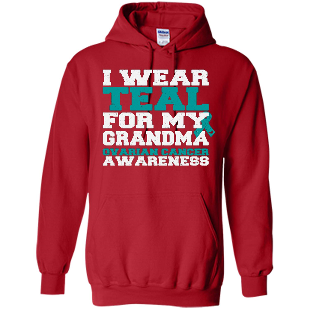 Cancer Awarenesss T-shirt I Wear Teal For My Grandma Ovarian Cancer Awareness Red