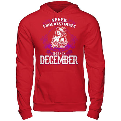 Never Underestimate A Black Woman Born In December Gildan - Pullover Hoodie Red