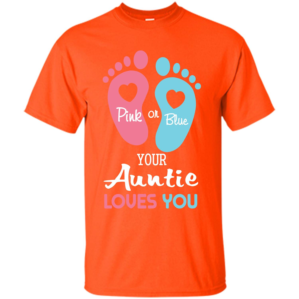 Baby T-shirt Pink Or Blue Your Auntie Loves You Orange