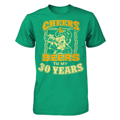 Cheers & Beers To My 30 Years T-shirt Gildan - Short Sleeve Tee Kelly Green