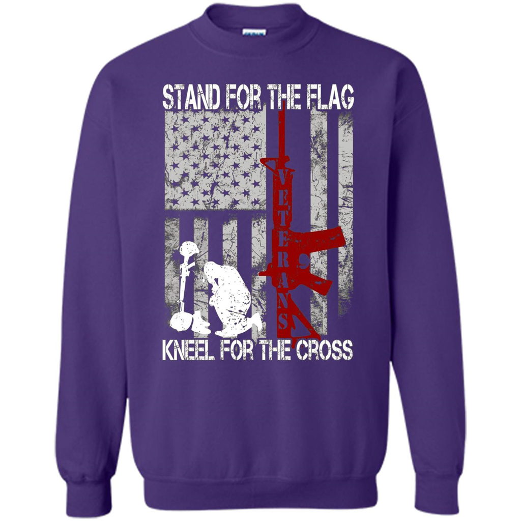Mens Stand for the flag Kneel for the cross T Shirt Orange