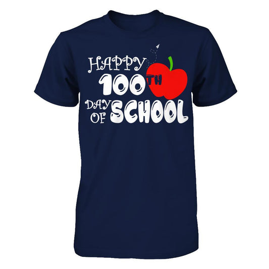 Happy 100th Day Of School T-shirt Gildan - Short Sleeve Tee Navy