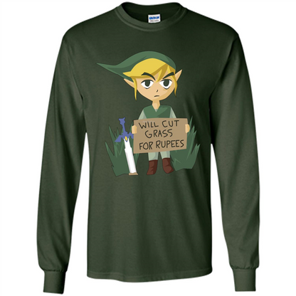 Video Games T-shirt Will Cut Grass For Rupees T-shirt Forest Green