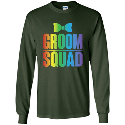Groom Squad Bachelor Party Rainbow Bowtie T-Shirt Forest Green