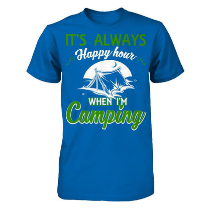 It's Always Happy Hour When I'm Camping Gildan - Short Sleeve Tee Royal