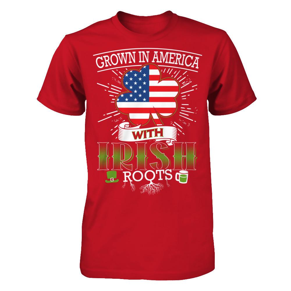 Grown In America With Irish Roots T-shirt Gildan - Short Sleeve Tee Red