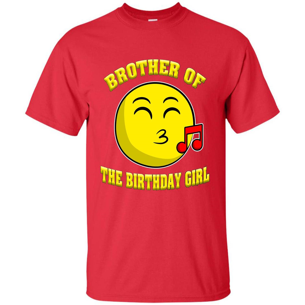 Brother Of The Birthday Girl Emoji T-shirt Red