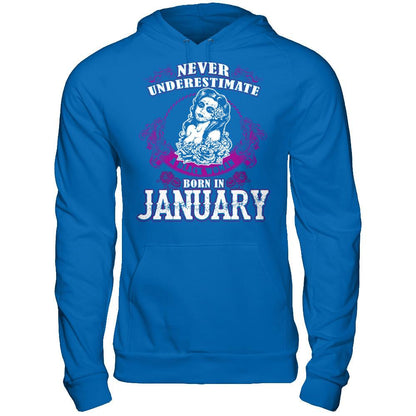 Never Underestimate A Black Woman Born In January T-shirt Gildan - Pullover Hoodie Royal
