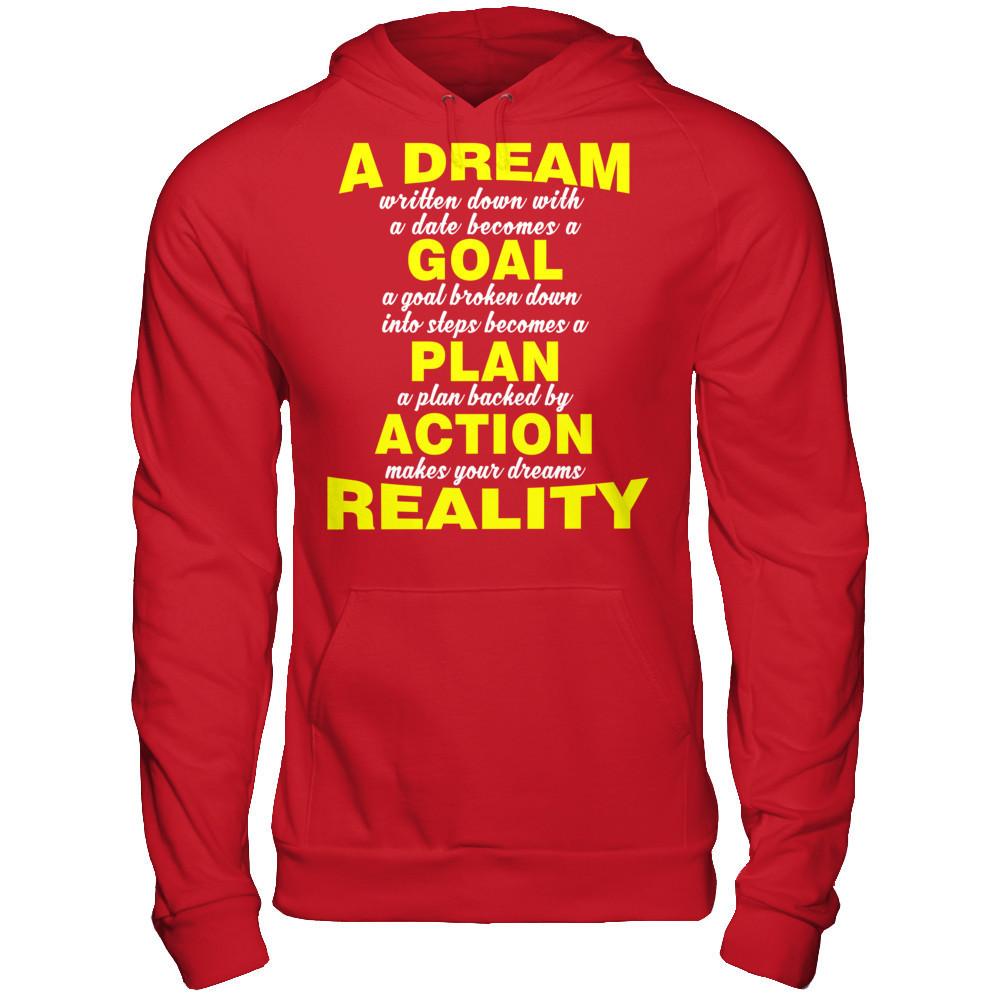 A Dream Written Down With A Date Becomes A Goal T-shirt Gildan - Pullover Hoodie Red