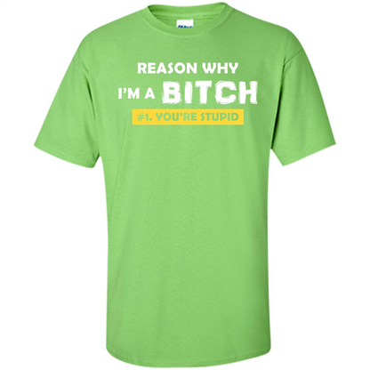 Funny T-shirt Reason Why I'm A Bitch, You're Stupid Lime