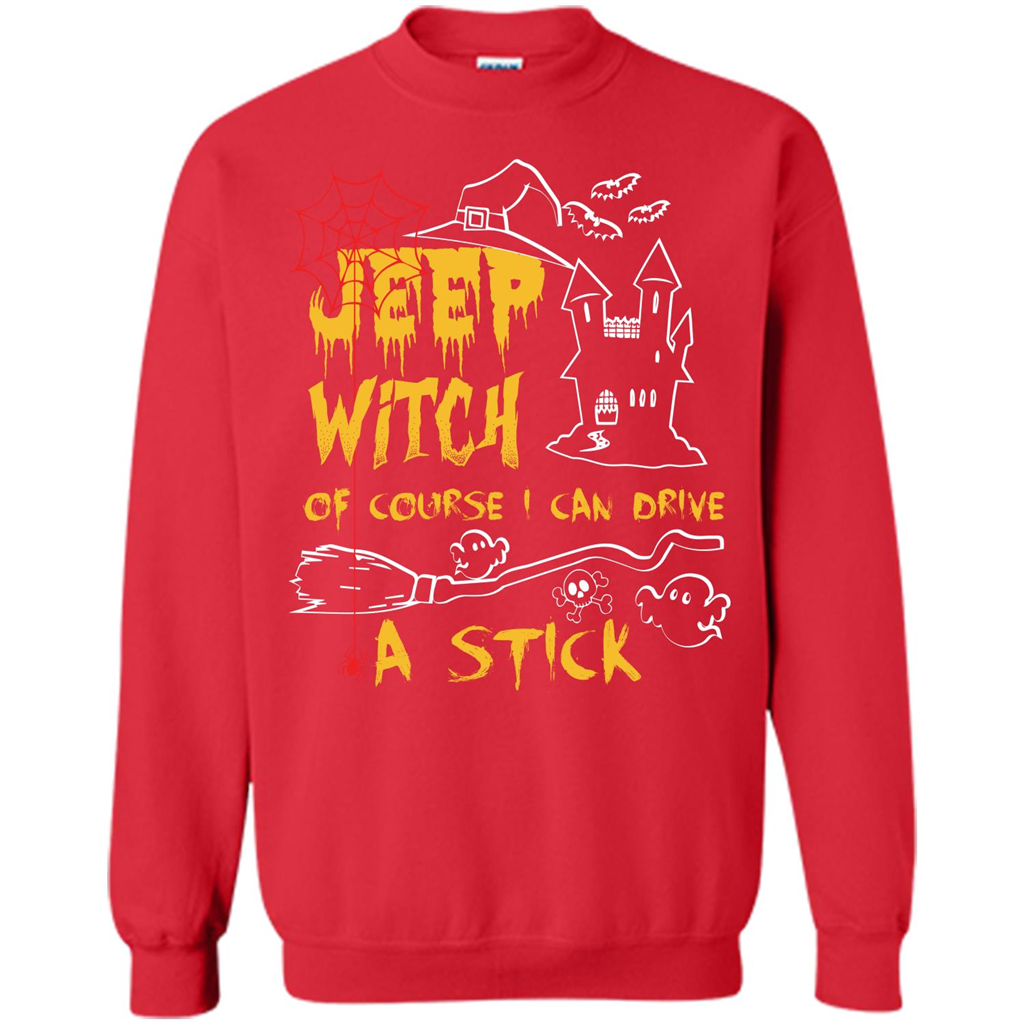 Halloween T-shirt Jeep Witch Of Course I Can Drive A Stick T-shirt Red