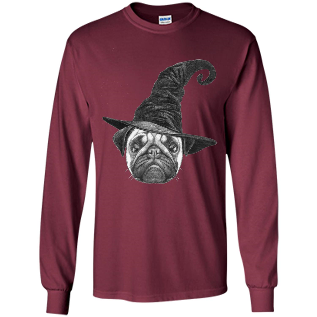 Pug Lover T-shirt Pug In Witch Hat Halloween T-Shirt