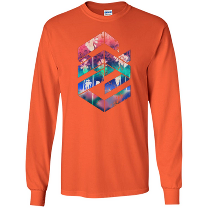 Red Summer Beach Palm Trees T-shirt Orange