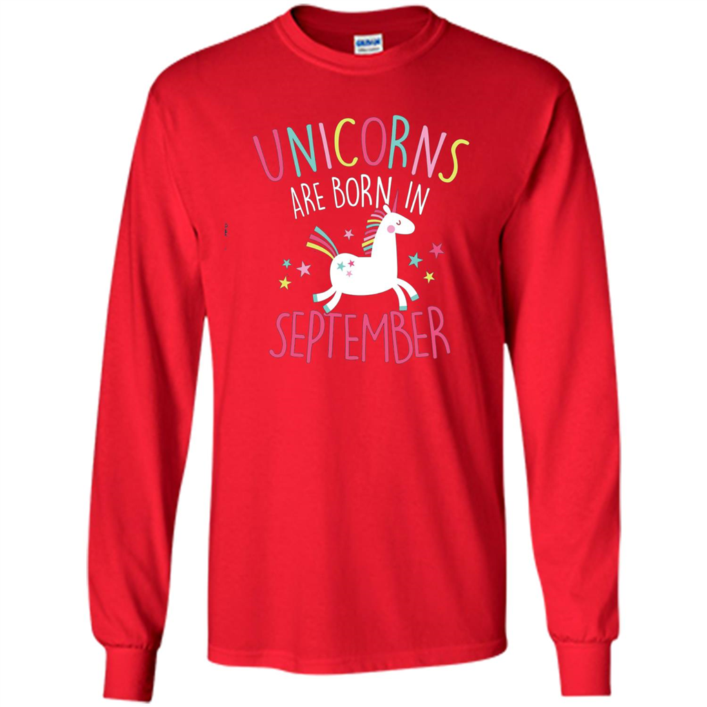 Unicorns Are Born In September Birthday T-Shirt Red