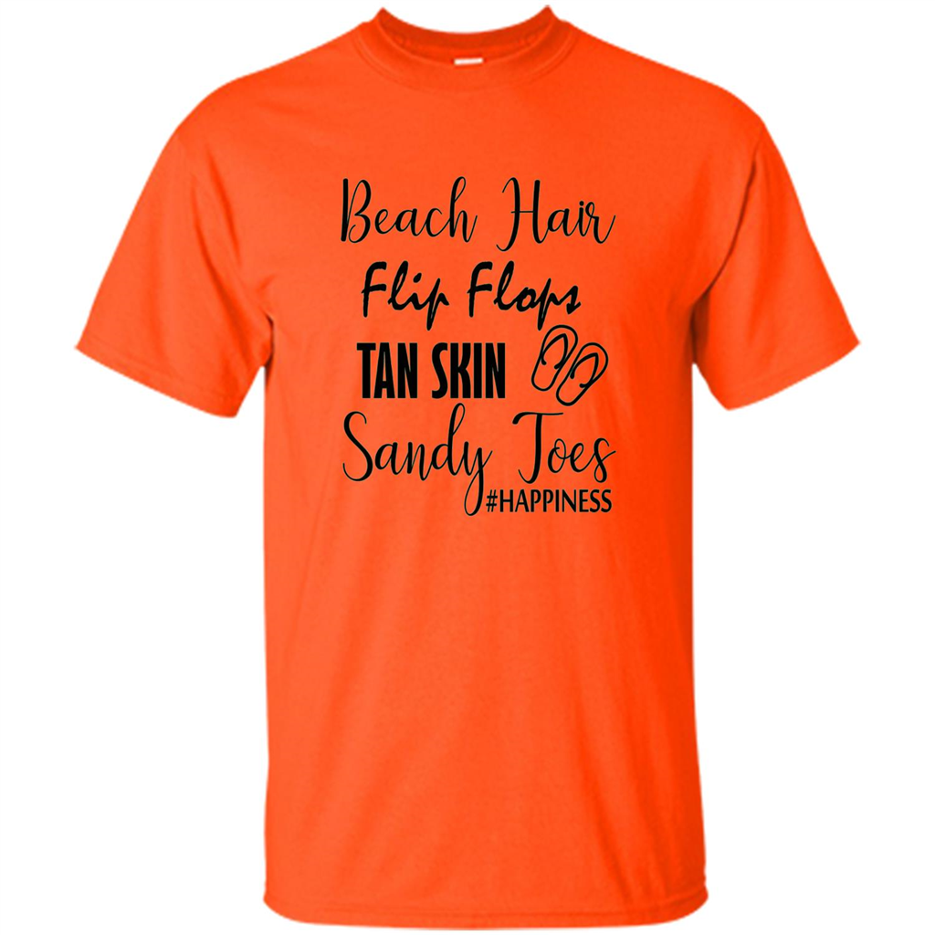 Summer Tshirt Beach Hair Flip Flops Tan Skin Sandy Toes Happiness Orange