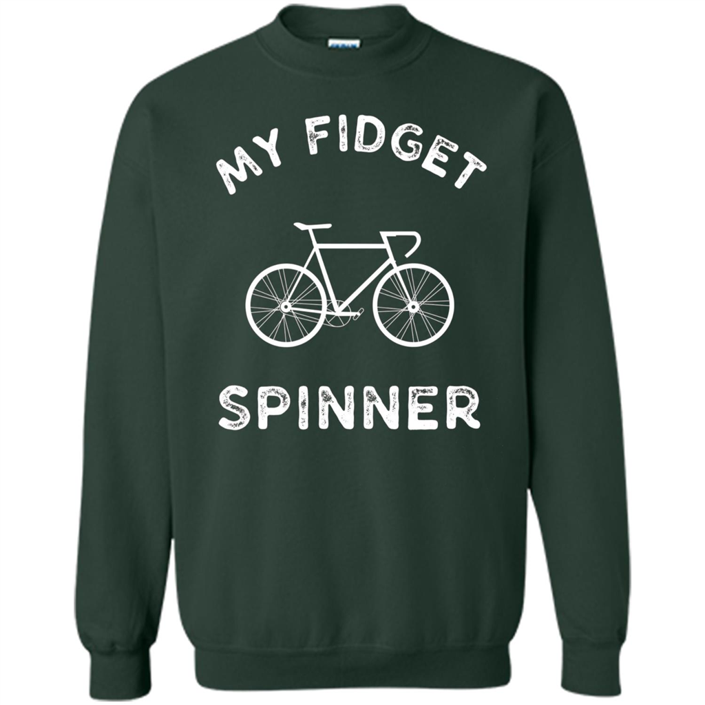 Funny Cool Cycling Mountain Biking T-shirt My Fidget Spinner Forest Green