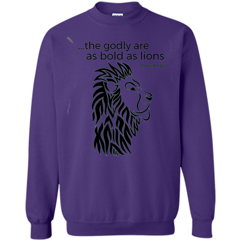 Proverbs 28:1 The Godly Are As Bold As Lions Bible Christian T-shirt Purple