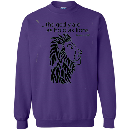 Proverbs 28:1 The Godly Are As Bold As Lions Bible Christian T-shirt Purple