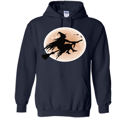 Halloween Full Moon Witch T-Shirt shirt Navy