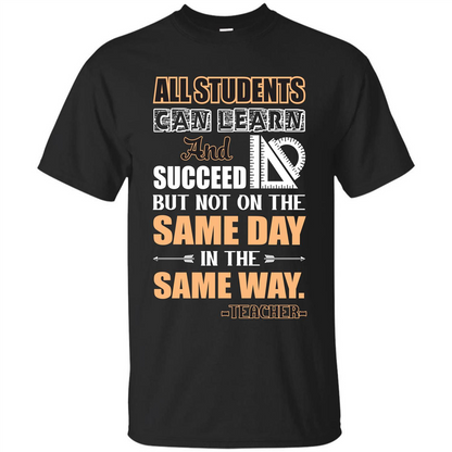 Teacher T-shirt All Students Can Learn And Succeed Black
