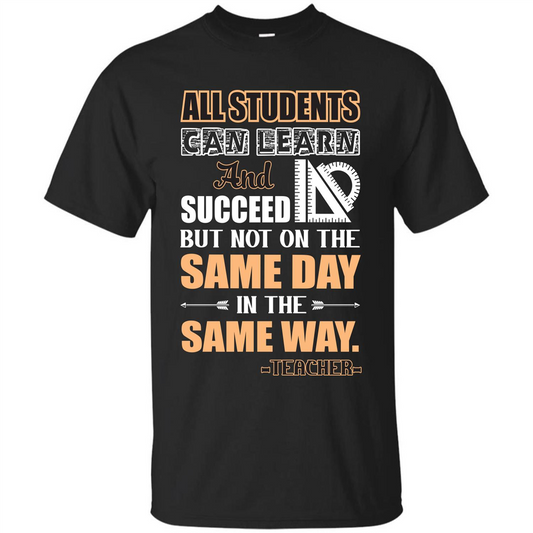 Teacher T-shirt All Students Can Learn And Succeed Black
