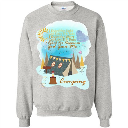 Camping T-shirt I Asked For Happiness God Gave Me Camping Ash