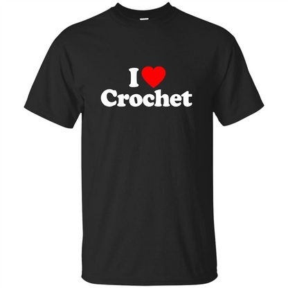 I Love Heart Crochet T-shirt Black