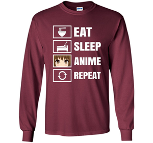 Eat Sleep Anime Repeart T-Shirt Funny Anime Geek cool shirt