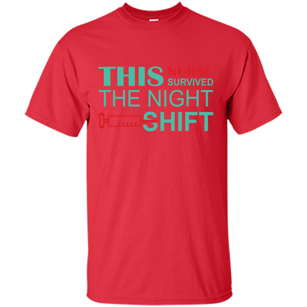 Nurse T-shirt This Nurse Survived The Night Shift Red