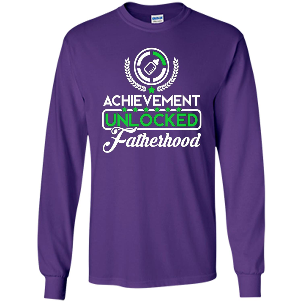 First Father's Day T-shirt Achievement Unlocked Fatherhood Purple