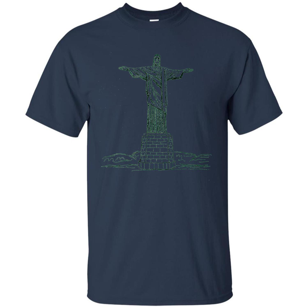 Christ The Redeemer Statue In Rio De Janeiro Brasil T-shirt Navy