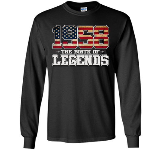 Birthday Gift For 59 Years Old 1958 T Shirt American Flag t-shirt Black