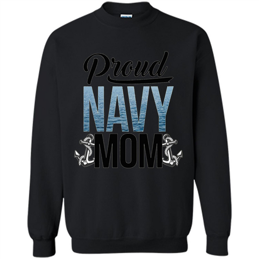 Military. Proud Navy Mom T-shirt Black