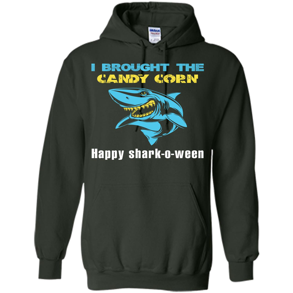Shark T-shirt I Brought The Candy Corn Happy Shark-o-ween T-shirt Forest Green