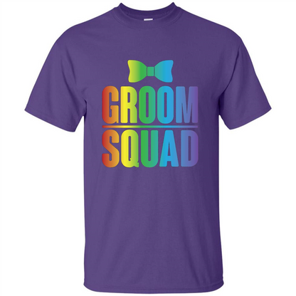 Groom Squad Bachelor Party Rainbow Bowtie T-Shirt Purple