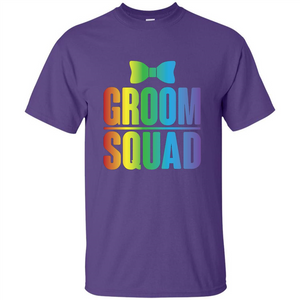 Groom Squad Bachelor Party Rainbow Bowtie T-Shirt