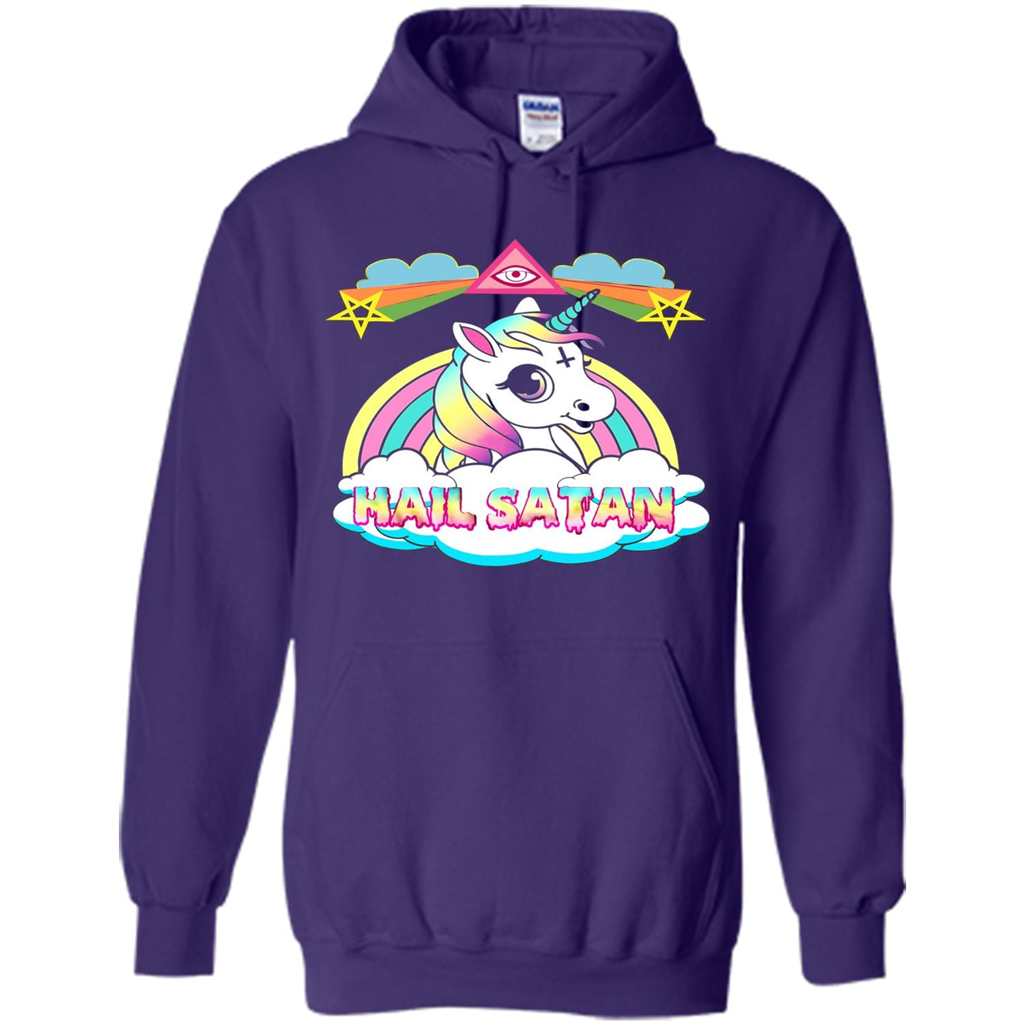 Unicorn Hail Satan Death Metal Rainbown T-shirt Purple