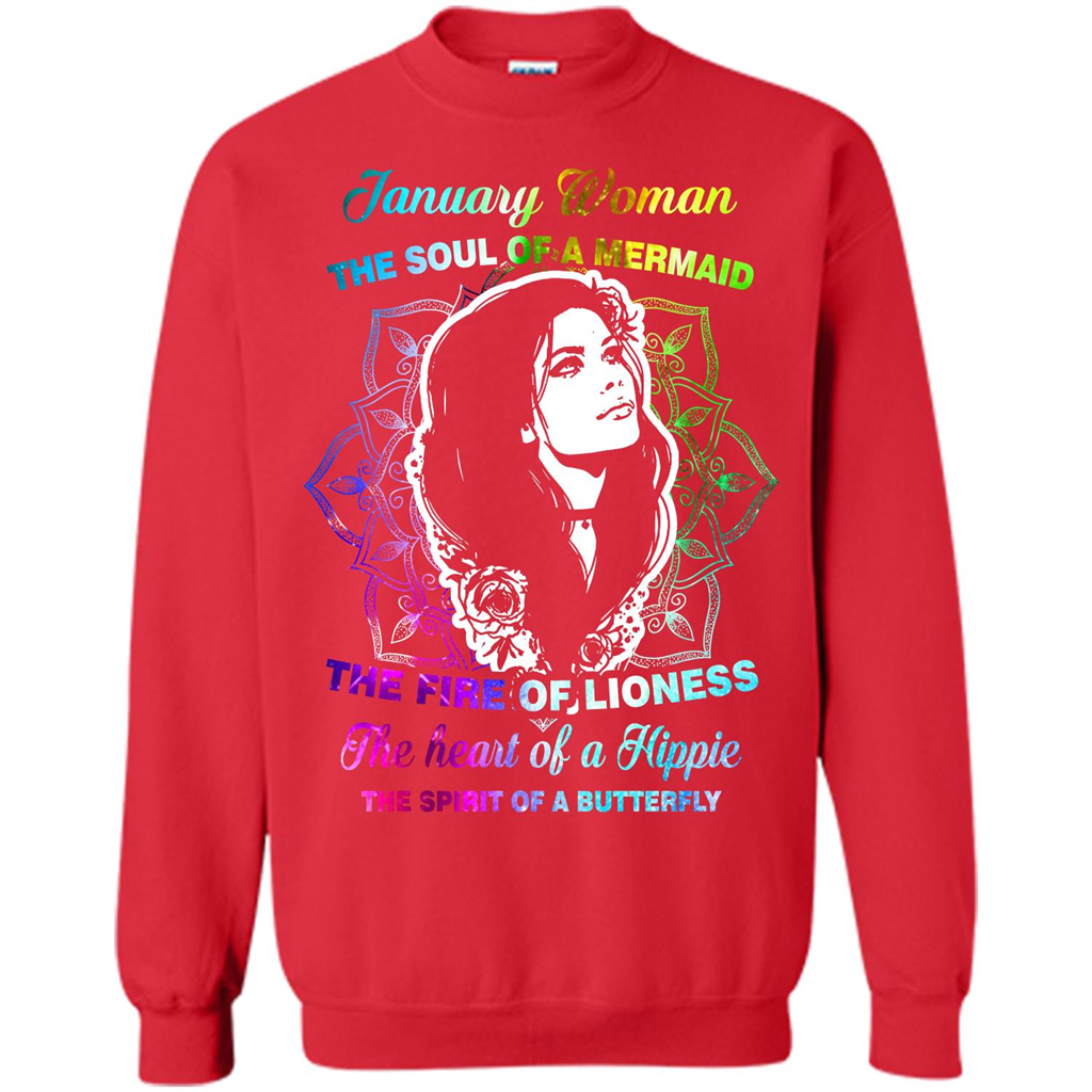 January Woman T-shirt The Heart Of A Hippie Red
