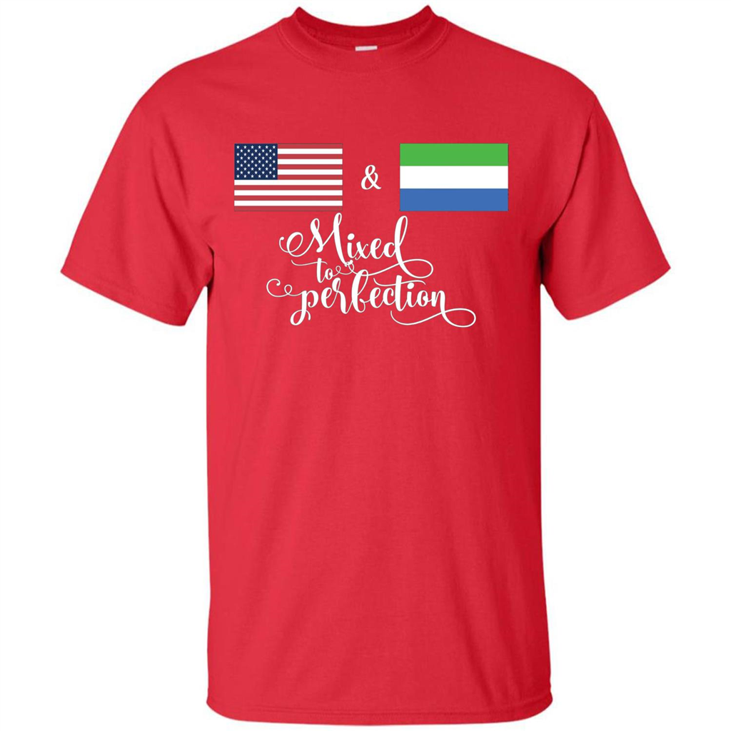 American + Sierra Leone Mixed To Perfection Flag T-Shirt Red