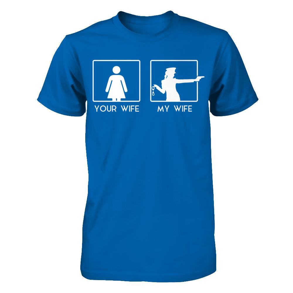 Your Wife - My Wife Loves Shooting Gildan - Short Sleeve Tee Royal