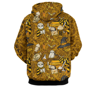 Hogwarts Hufflepuff House Pattern Harry Potter 3D Hoodie