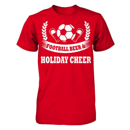 Football, Beer & Holiday Cheer T-shirt Next Level - Unisex Fitted Tee Red