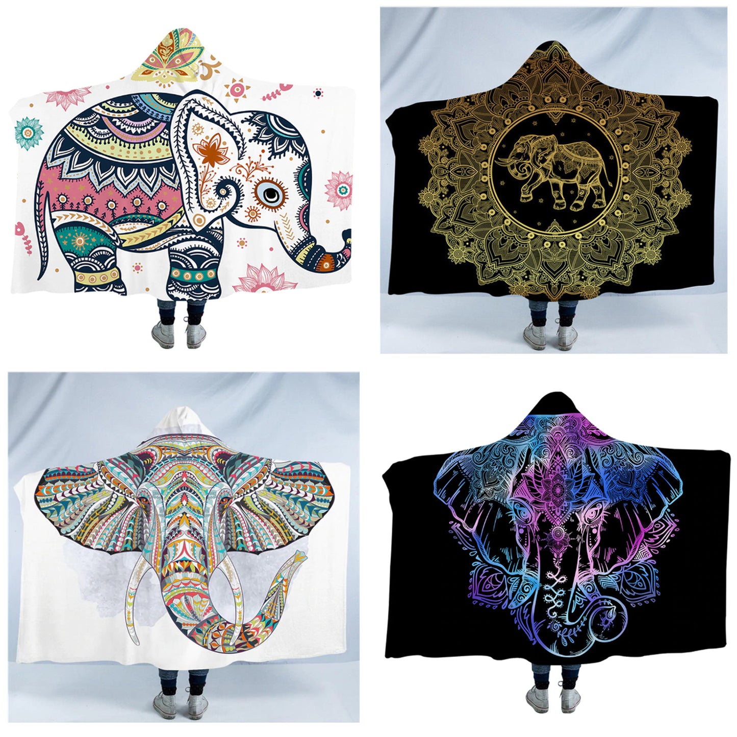 Hooded Blanket Indian Elephant Collection 4 version