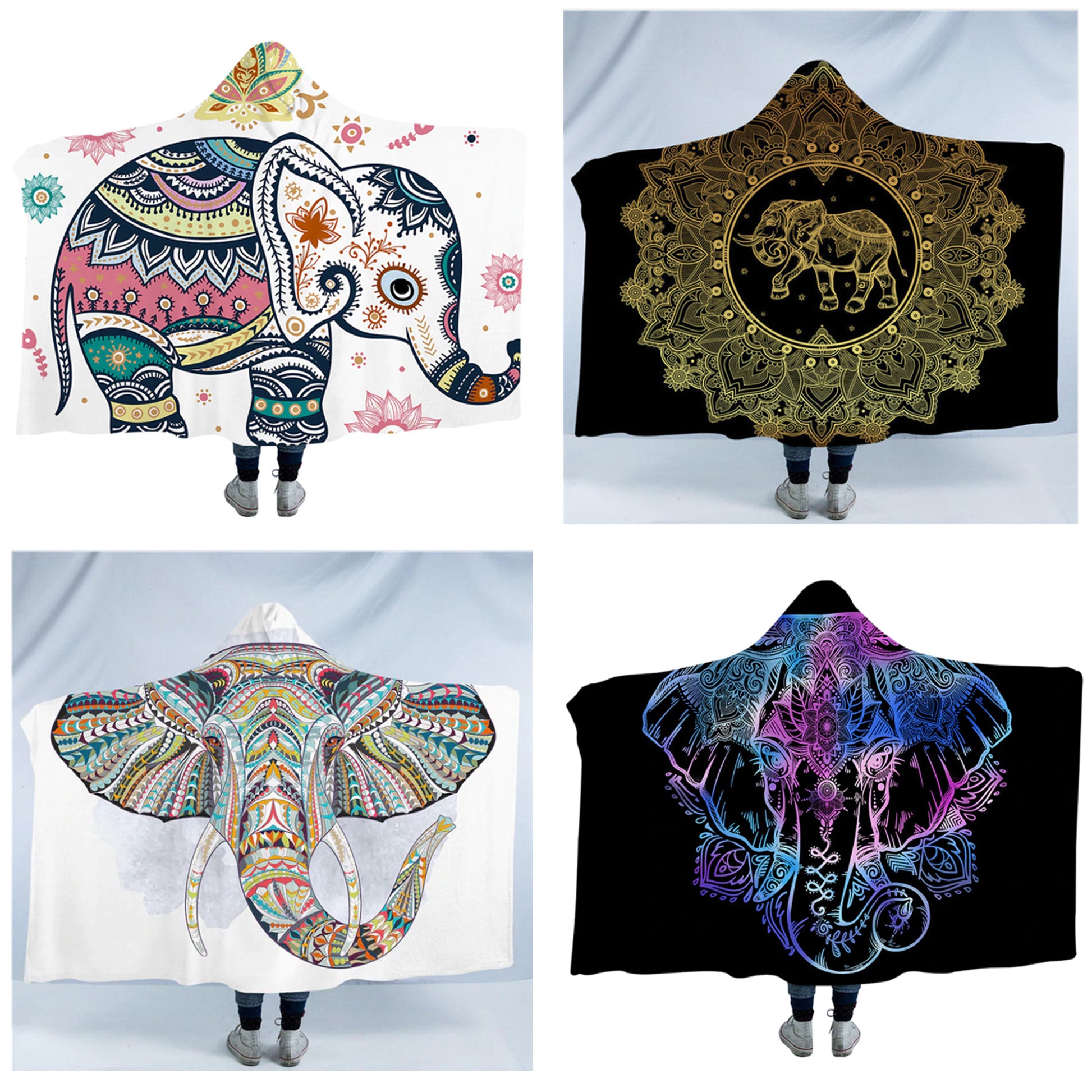 Hooded Blanket Indian Elephant Collection 4 version