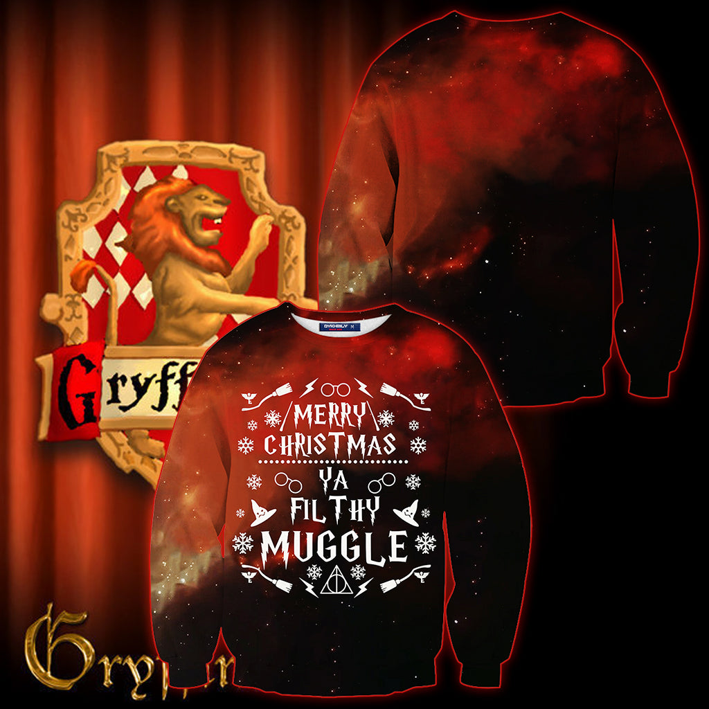 Gryffindor Merry Christmas Ya Filthy Muggle Harry Potter 3D Sweater