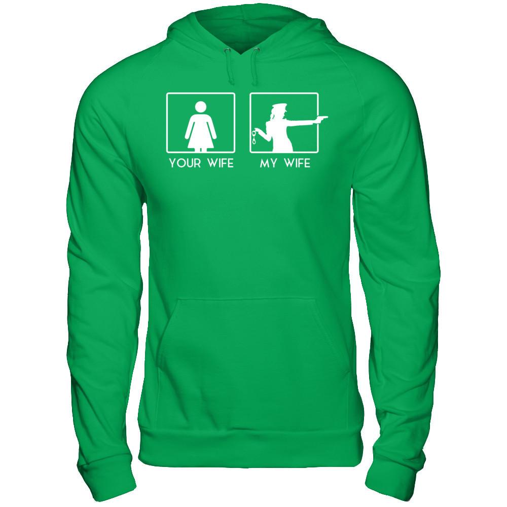 Your Wife - My Wife Loves Shooting Gildan - Pullover Hoodie Irish Green