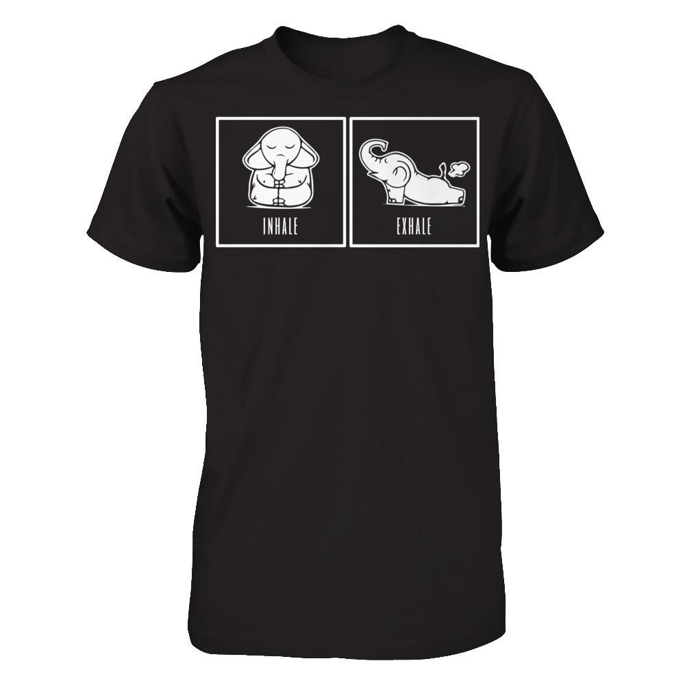 Elephant Inhale - Exhale T-shirt Gildan - Short Sleeve Tee Black