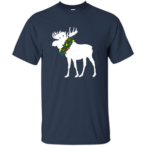 Moose Christmas Wreath Holiday T-shirt