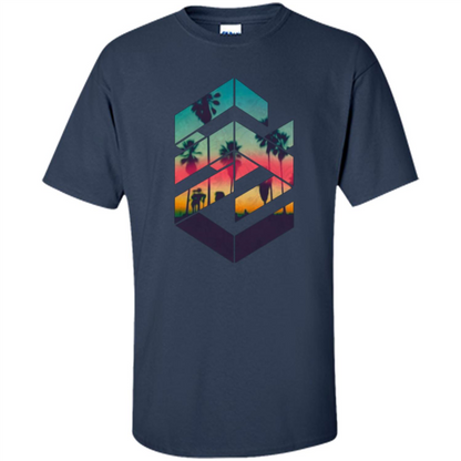 Summer T-shirt Geometric Sunset Beach Navy